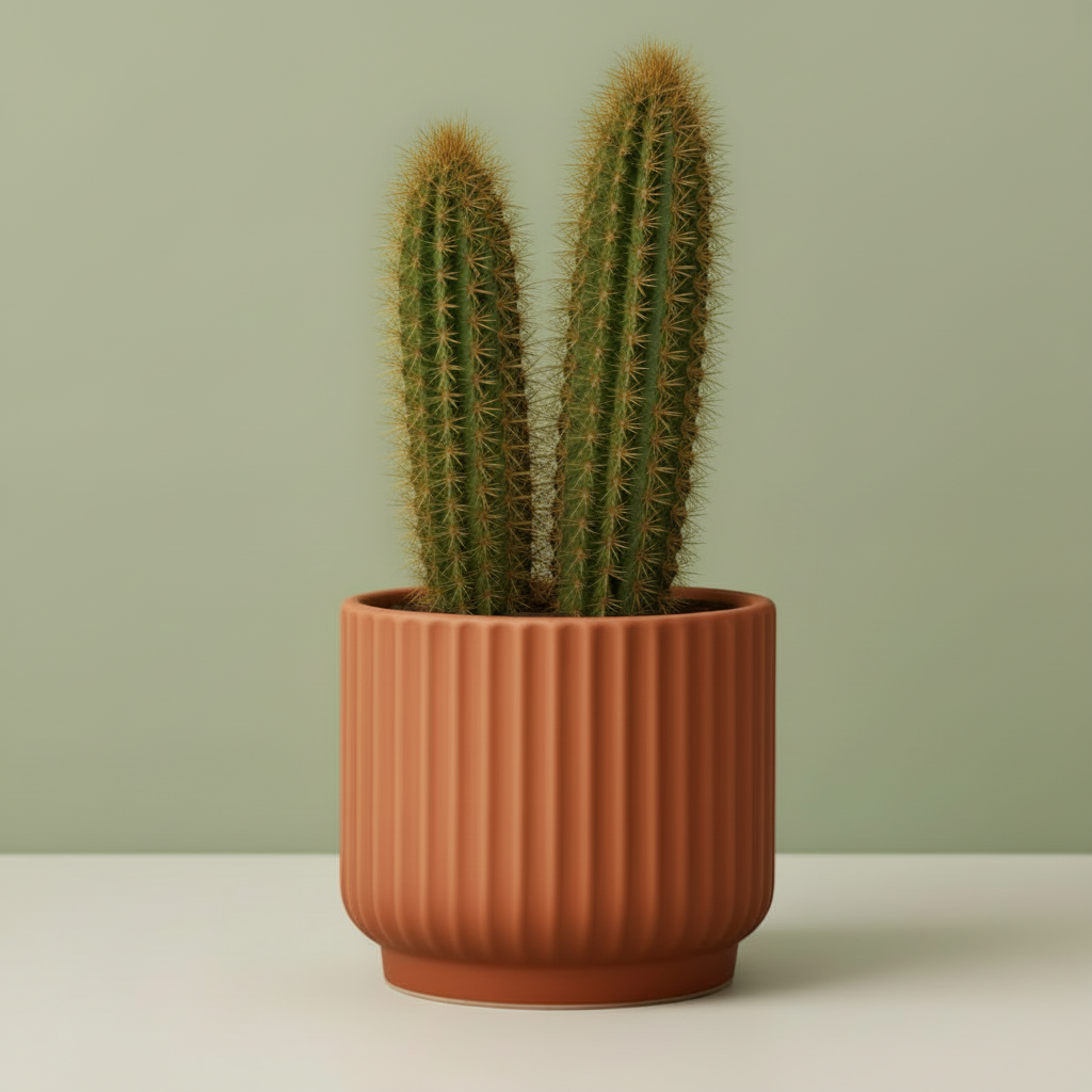 Double Upright Cactus in Large Terracotta Pot